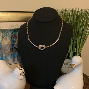 Gold Tone Lovers Knot Necklace